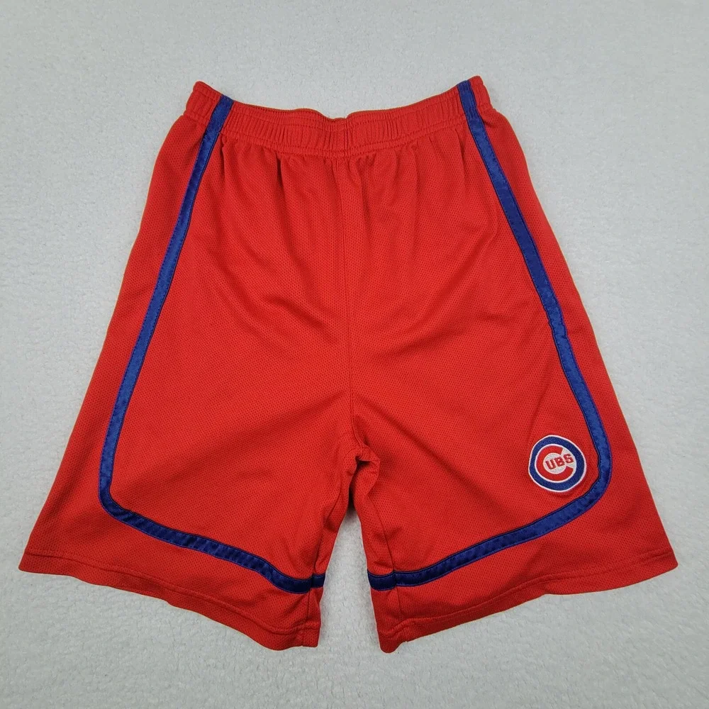 MLB‎ Chicago Cubs Basketball Shorts Kids XXL 18 Red Polyester Mesh Athletic
